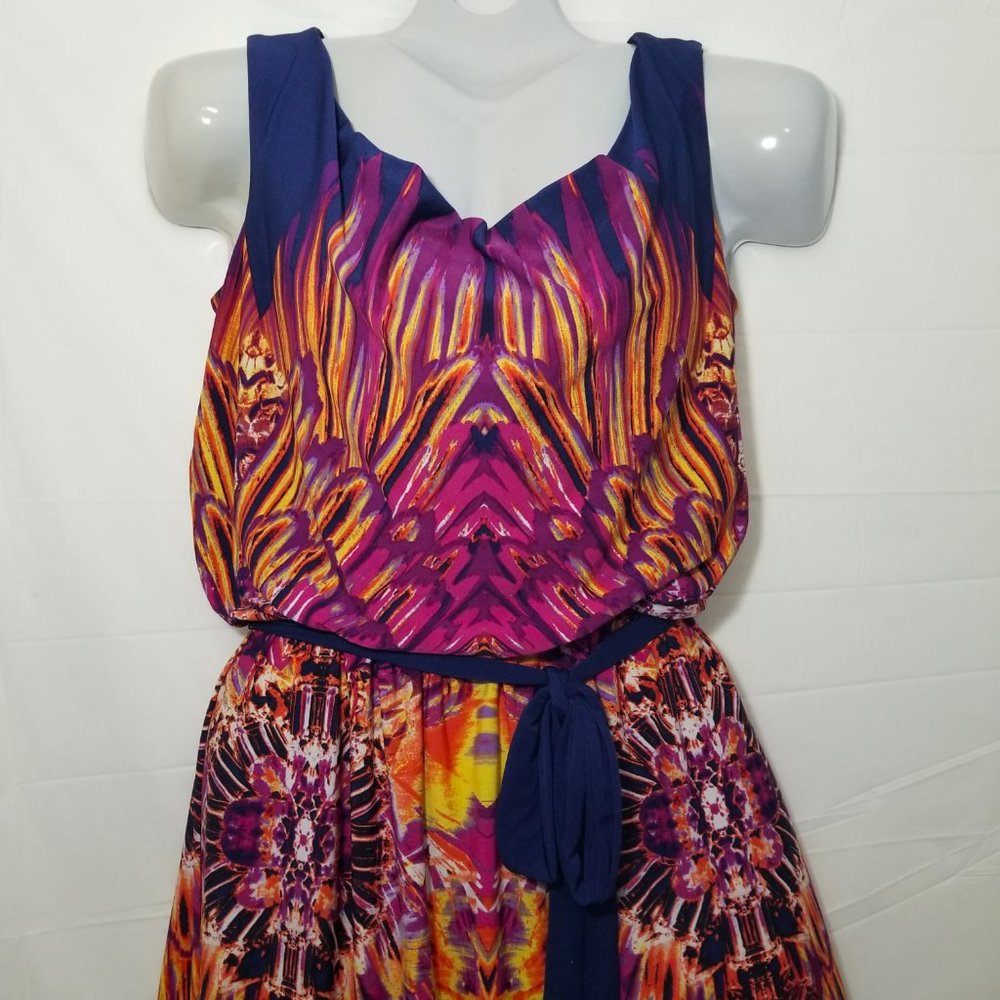 Fenn Wright Manson Womens 4 Sleeveless High-Low Blue Purple Yellow Orange Dress - Picture 4 of 16